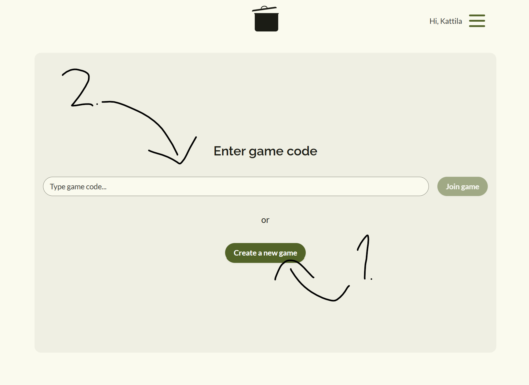 Placeholder: Game Room Setup and Join Screen