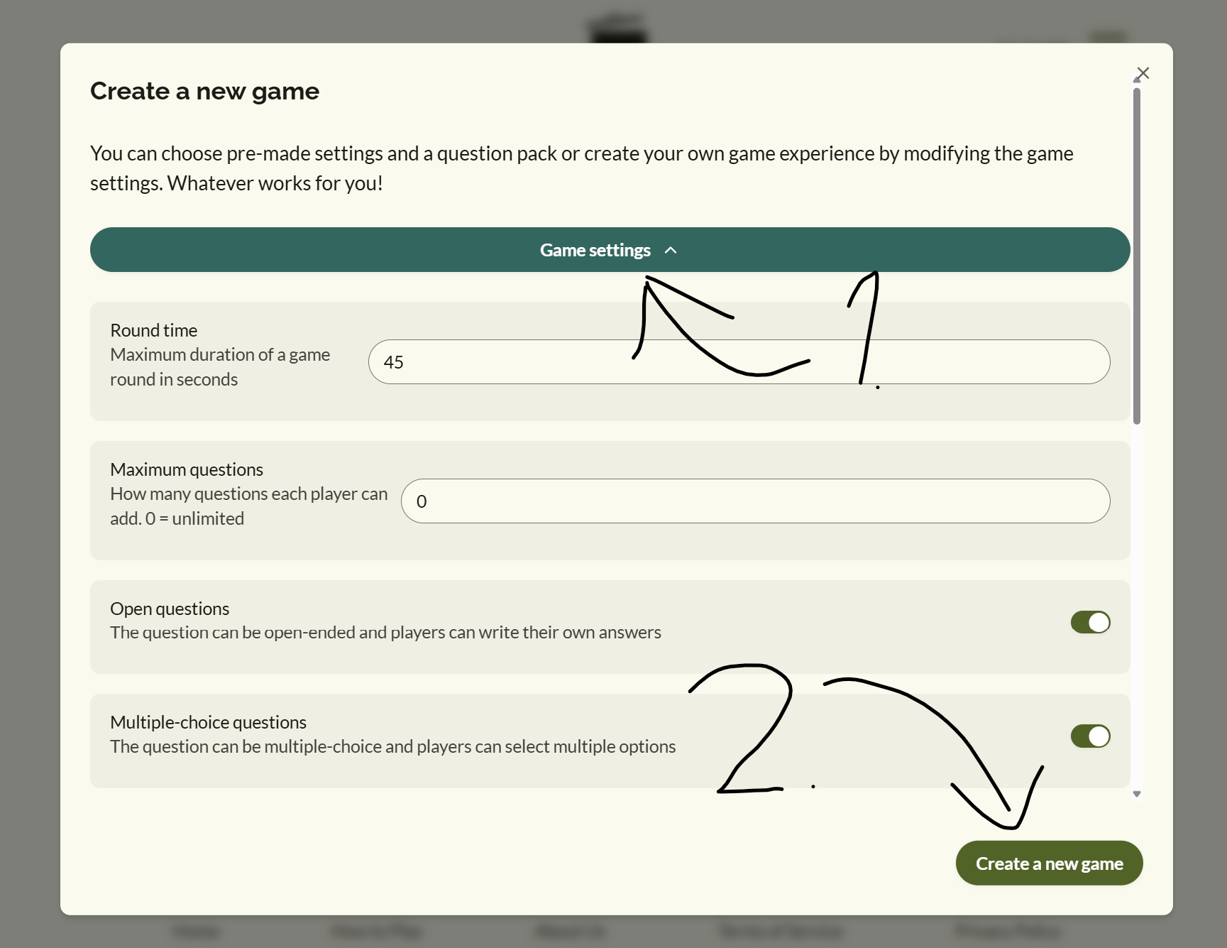 Placeholder: Host Game Settings Panel